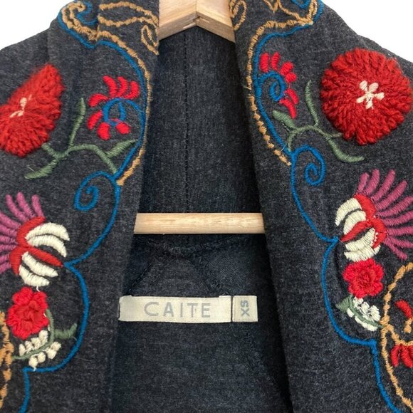 CAITE Embroidered Open Front Waterfall Bohemian Duster Cardigan - Picture 2 of 8